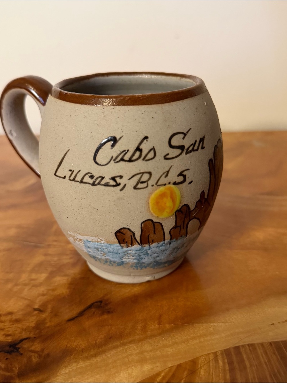 Cabo San Lucas Mexico Handcrafted Souvenir Pottery Mug Clay